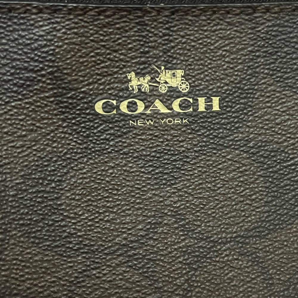 Coach Dark Brown Wristlet with Gold Accents